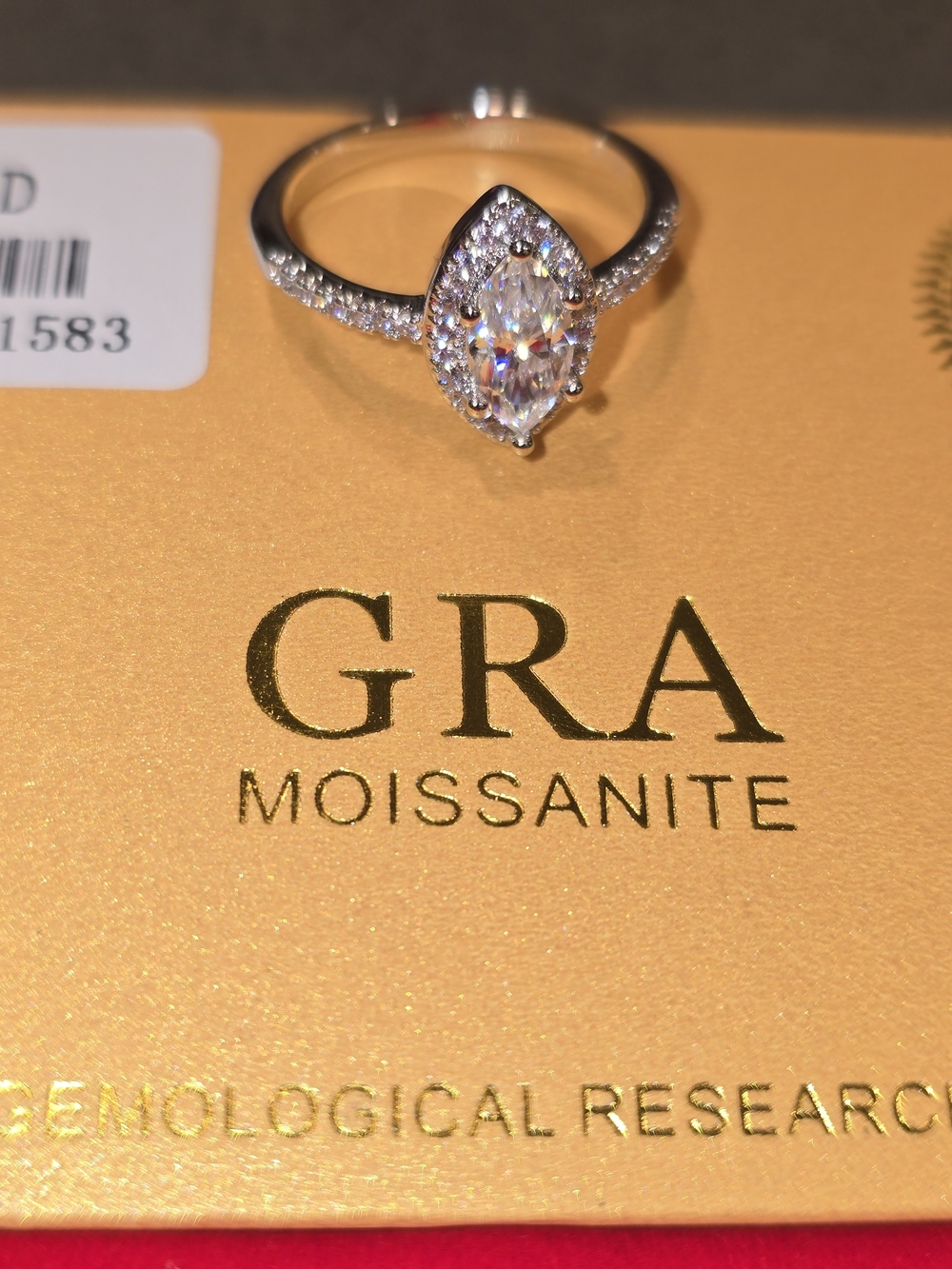 1 ct marquise moissanite halo ring size 9